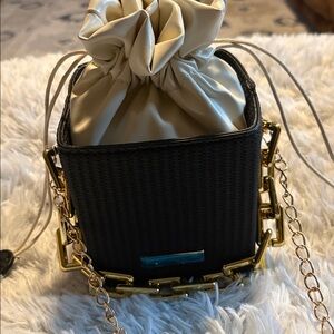 Pink Woven Bag with Gold Chain